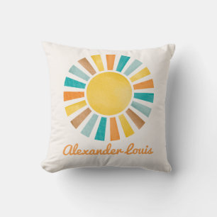 Retro Boho Sunshine Baby Boy Nursery Cushion