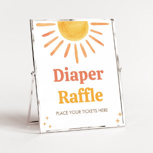 Retro Boho Sunshine Baby Shower Diaper Raffle Poster