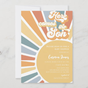 Retro Boho Sunshine Baby Shower Invitation