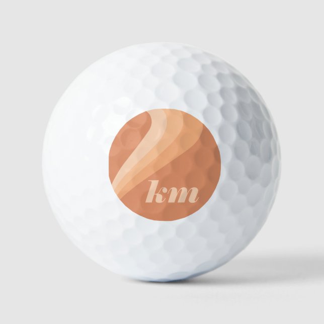 Retro Boho Tan Terracotta Wave Personalised Golf Balls (Front)
