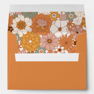 Retro Boho Terracotta Floral Matching Envelope