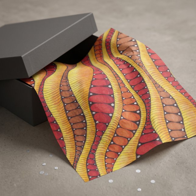 Retro Boho Terracotta Organic Abstract Waves Tissue Paper (Creator Uploaded)