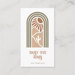 Retro Boho Terracotta Sage Southwest Sun Desert Business Card