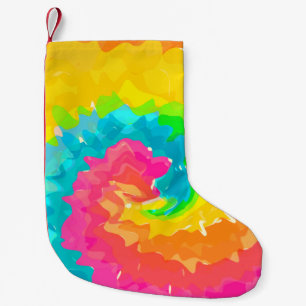 retro boho tie dye small christmas stocking