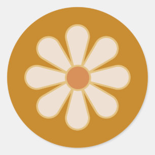 Retro Boho Vintage Daisy Classic Round Sticker