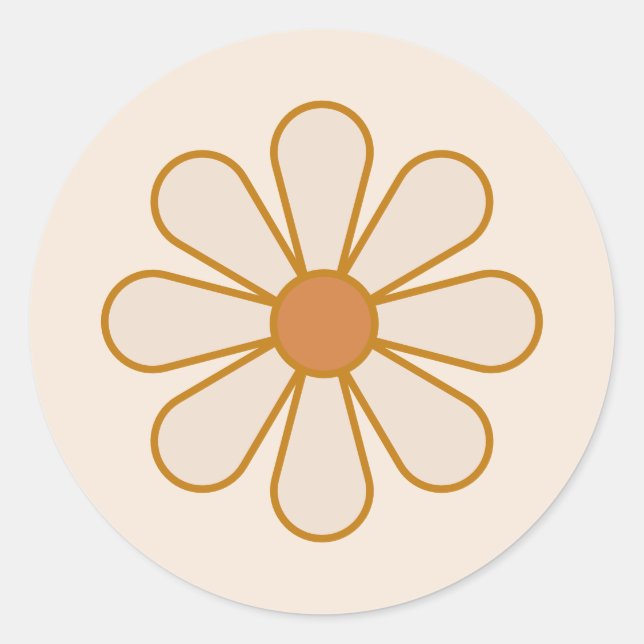 Retro Boho Vintage Daisy Classic Round Sticker (Front)