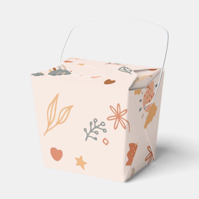 Retro Boho Watercolor Rainbow Neutral Favour Box (Front Side)