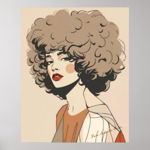 Retro Boho Woman Illustration Minimalist Wall Art