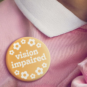 Retro Boho Yellow Daisy Vision Impaired 6 Cm Round Badge