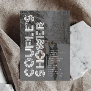 Retro Bold Black Photo Couples Shower Invitation