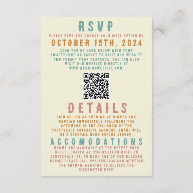 Retro Bold Bright Details Enclosure Card QR Code (Front)