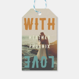 Retro Bold Bright Typography Photo Wedding Gift Tags