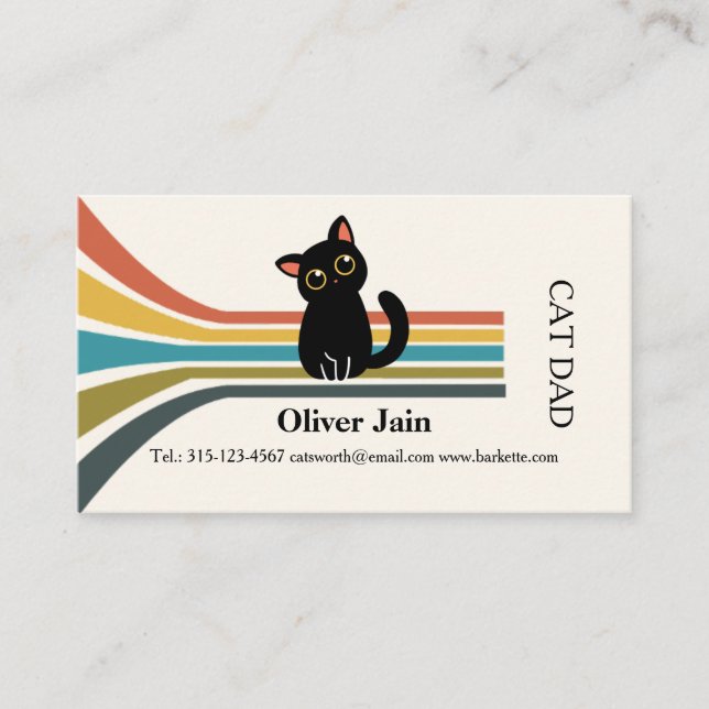 Retro Bold Business Card | cat dad  (Front)