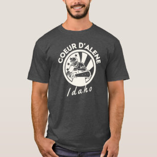 Retro Bold Coeur D Alene Idaho Beige Arborist Lumb T-Shirt