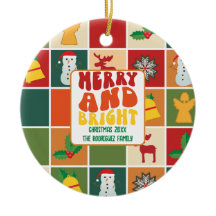 Retro Bold Colourful Family Name Christmas