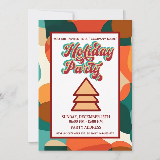 Retro bold colourful fun company  party  invitation (Front)