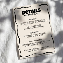 Retro Bold Hand Written Cream Wedding Details