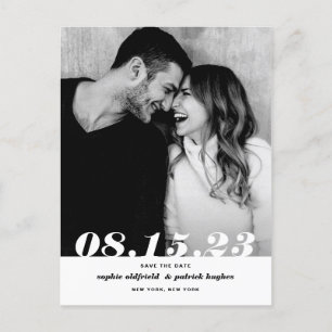 Retro Bold Italic Typography Photo Save The Date Announcement Postcard