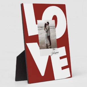 Retro Bold Love Typography One Photo Plaque