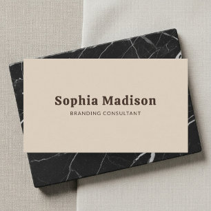 Retro Bold Minimalist Beige Brown Business Card