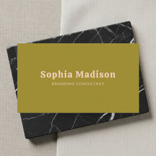 Retro Bold Minimalist Green Blush Business Card