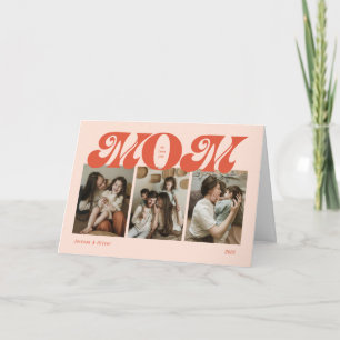 Retro Bold Mom 4 Photo Collage Mother's Day Card
