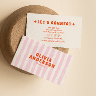 Retro Bold Pink 70s Boho Groovy Funky Girly Trendy Business Card