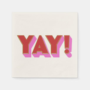 Retro Bold Red Pink YAY Congratulations Party Napkin