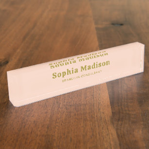 Retro Bold Serif Green Blush Pink Nameplate