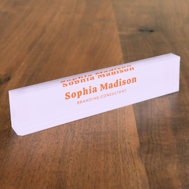 Retro Bold Serif Lavender Orange Nameplate (Side)