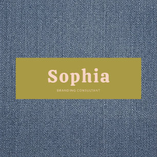 Retro Bold Serif Simple Green Blush Pink Name Tag