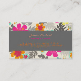 Retro bold tropical flowers calling card