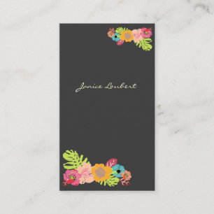 RETRO BOLD TROPICAL FLOWERS/DIY BACKGROUND BUSINESS CARD