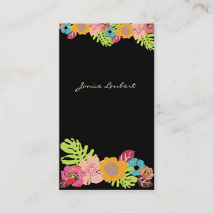 RETRO BOLD TROPICAL FLOWERS/DIY BACKGROUND BUSINESS CARD
