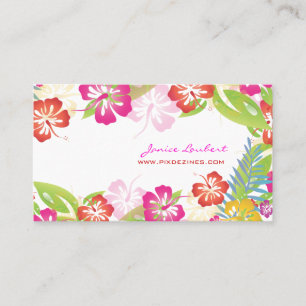 Retro bold tropical flowers/gold stock business card