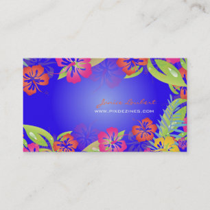 RETRO BOLD TROPICAL FLOWERS, HIBISCUS BUSINESS CARD