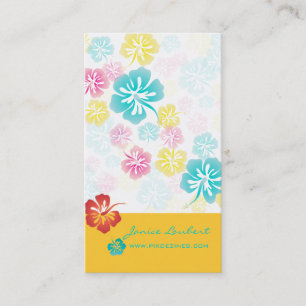 RETRO BOLD TROPICAL FLOWERS, HIBISCUS BUSINESS CARD