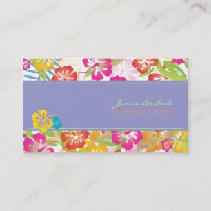 RETRO BOLD TROPICAL FLOWERS, HIBISCUS BUSINESS CARD
