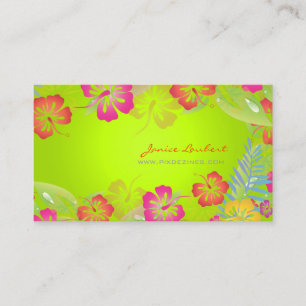 RETRO BOLD TROPICAL FLOWERS, HIBISCUS BUSINESS CARD