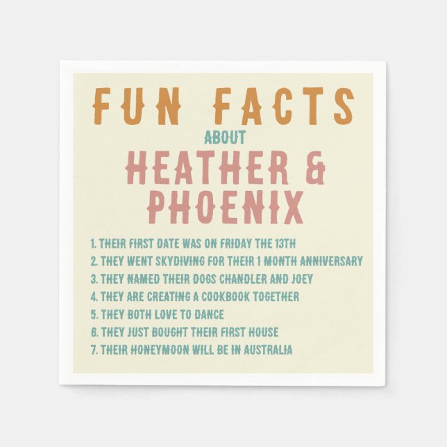 Retro Bold Typography Bright Custom Fun Fact Napkin (Front)