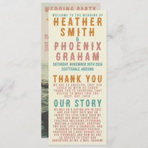 Retro Bold Typography Bright Photo Wedding Programme