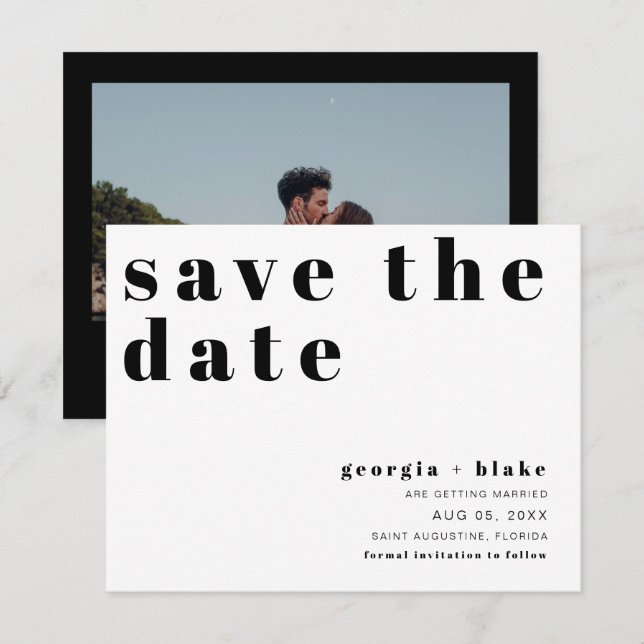 Retro Bold Typography Contemporary Save the Date Invitation (Front/Back)