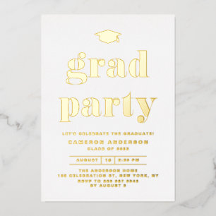 Retro Bold Typography Graduation Party Gold