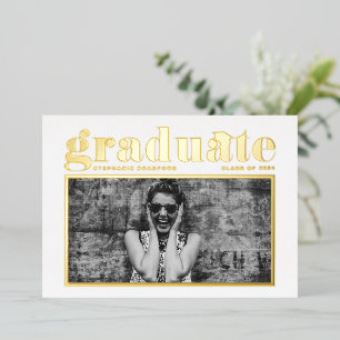 Retro Bold Typography Photo Graduation Party Gold