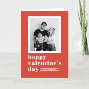 Retro Bold Typography Red Photo Valentine's Day Holiday Card