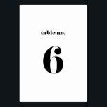 Retro Bold Typography Wedding Table Number 6 Card<br><div class="desc">Retro Bold Typography Wedding Table Number 6. Stylish table number featuring black retro bold typography with white background. Other numbers and matching items are available.</div>