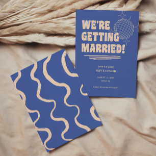 Retro Bold "We're Getting Married" Blue Wedding Save The Date