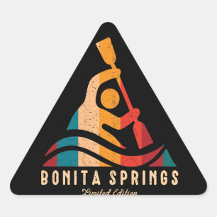 Retro Bonita Springs Kayaking Triangle Sticker