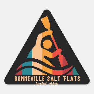 Retro Bonneville Salt Flats Kayaking Triangle Sticker