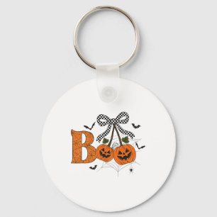 Retro Boo Ghost Pumpkin Cherries Bow Halloween Wom Key Ring